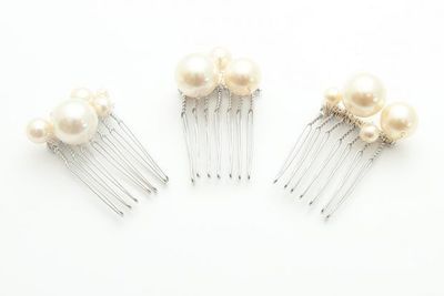 Elegant Clustered Pearl Mini-Combs Set - Cream and Rose Options