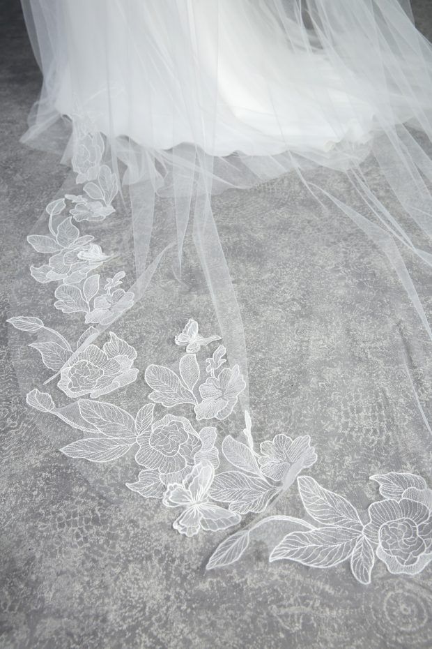 Delicate Embroidered Butterfly Veil