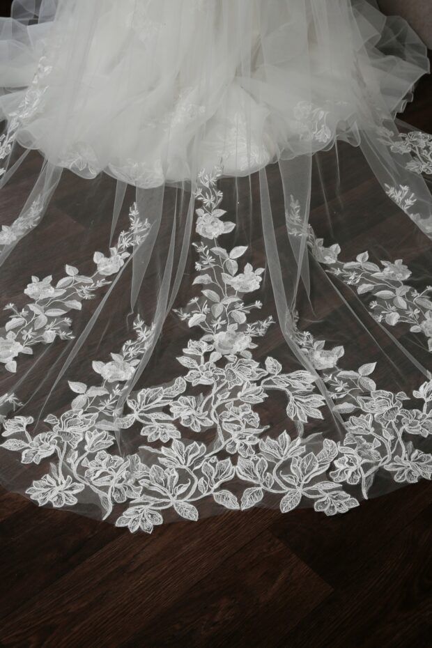 Shimmer Lace Train Veil