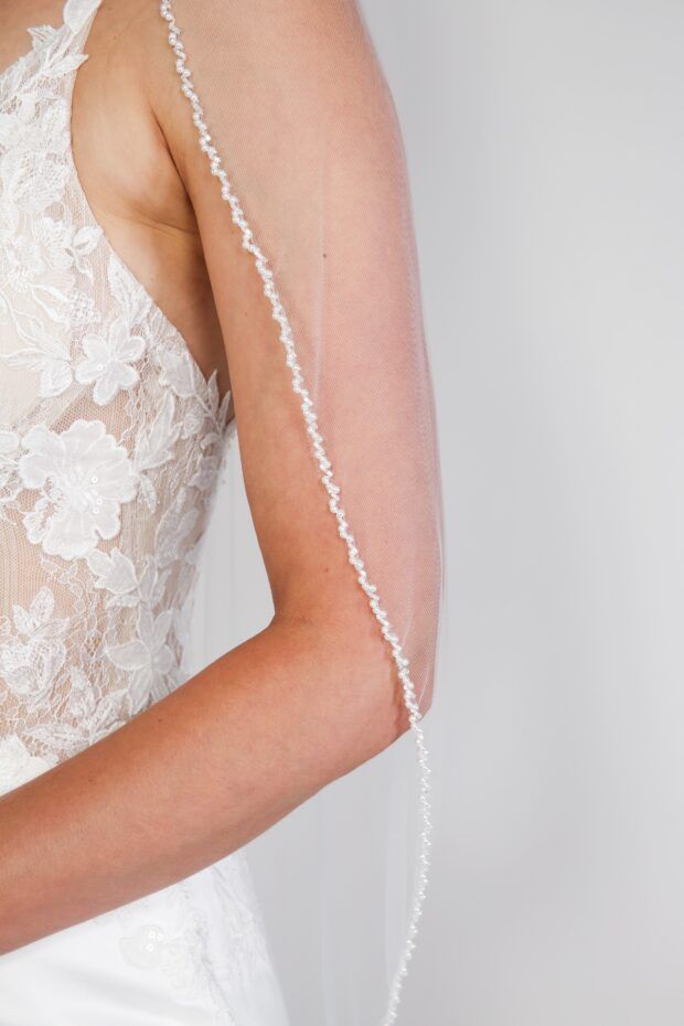 Hand Beaded Shimmer Edge Veil