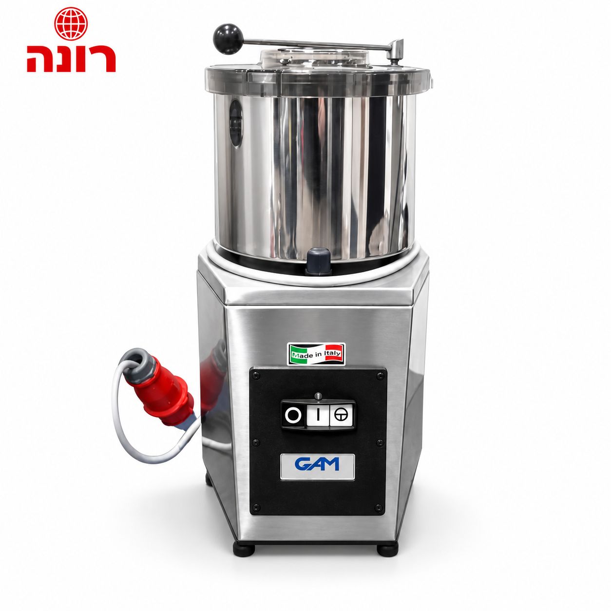 קאטר איטלקי להכנת חומוס בנפח 8 ליטר – צילום מוצר על רקע לבן עם לוגו רונה מכונות מזון