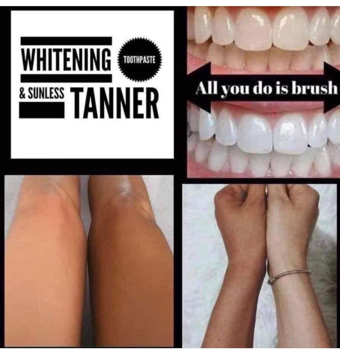 Sunless Tanner and Whitening Toothpaste