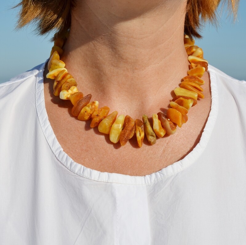 Raw Baltic amber necklace, healing amber jewelry