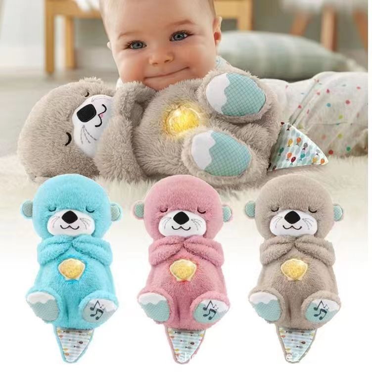 Breathing Bear Accompanying Sleeping Otter Plush Doll Toy Baby Child Soothing Music Doll Cross Border