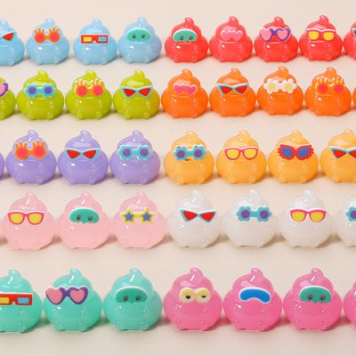 Jelly Luminous Glasses Baba Cartoon Mobile Phone Chain Key Chain Pendant Car Ornaments Diy Jewelry Resin Accessories