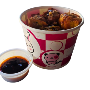 Fried Noodles With Sharksfin Siomai, Tauge, and Sauce at Your Choice