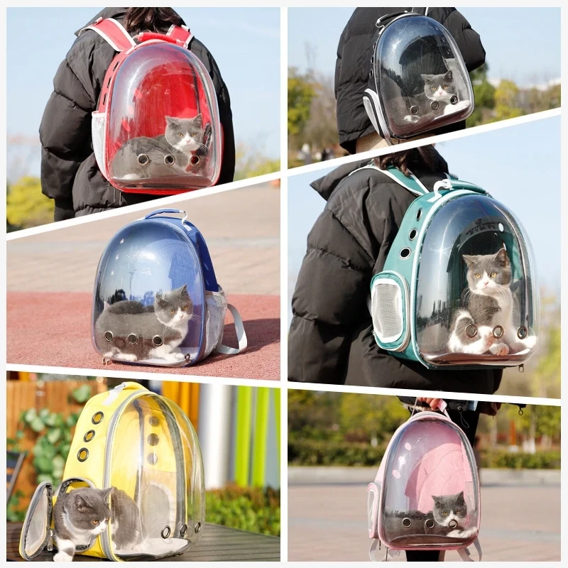 Pet Cat Carrying Bag Breathable Portable Pet Outdoor Travel Backpack Transparent Bag Carrier Pet Transport Space Capsule Bag