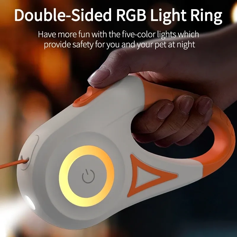 Dog Puppy Pet Flexi Walking Running Lead  Light Straps 5M Automatic Retractable Dog Leash LED Luminous