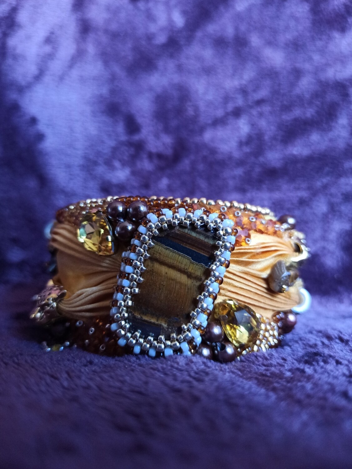 Armband Tijgeroog met brons/oranje