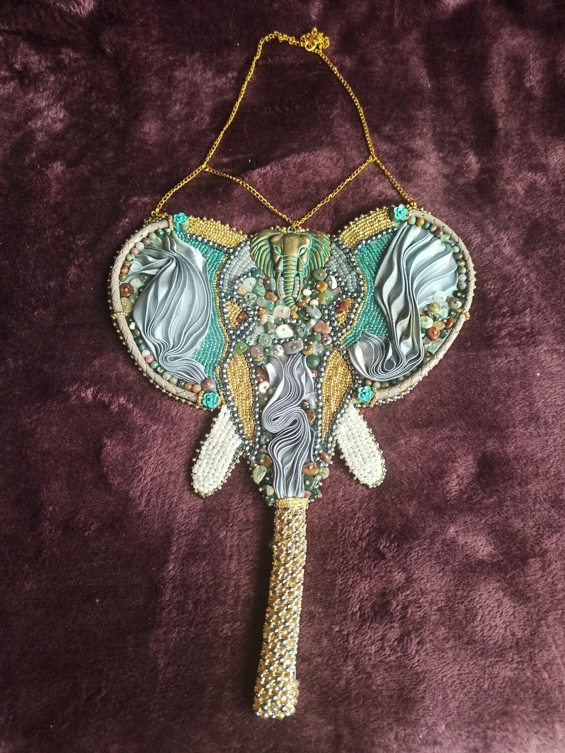 Ketting Olifant met Oceaan Jaspis