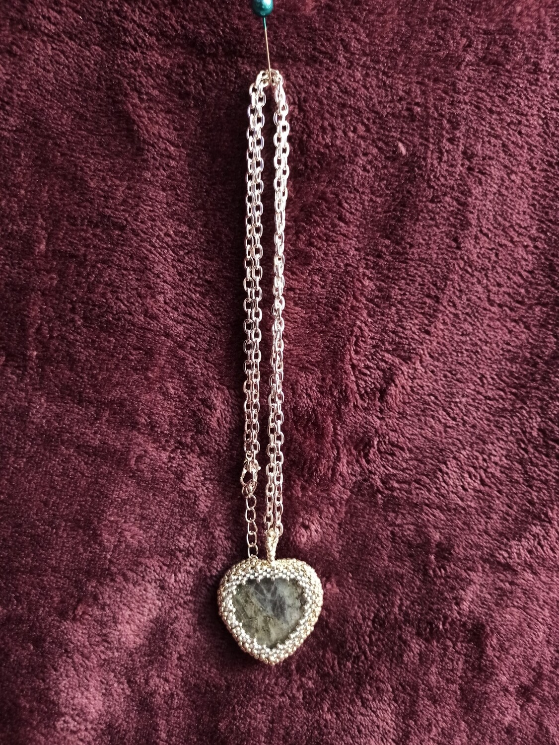 Ketting Labradoriet met gouden rand