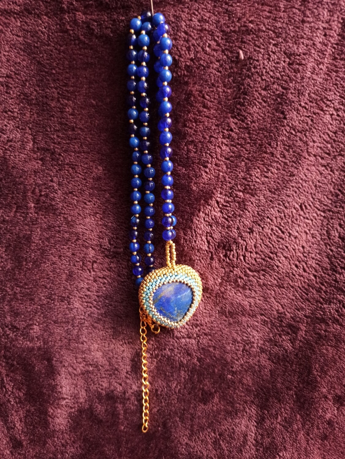 Ketting Lapis Lazuli met kraal hanger blauw