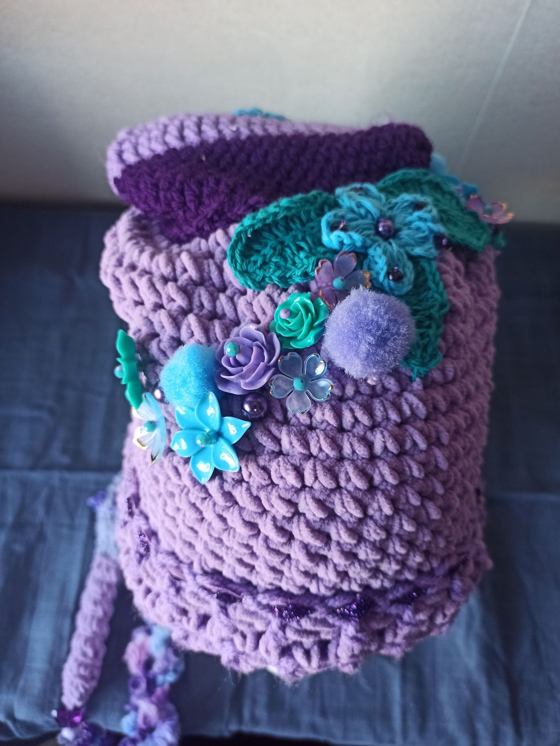 Elven muts volwassene paars/blauw