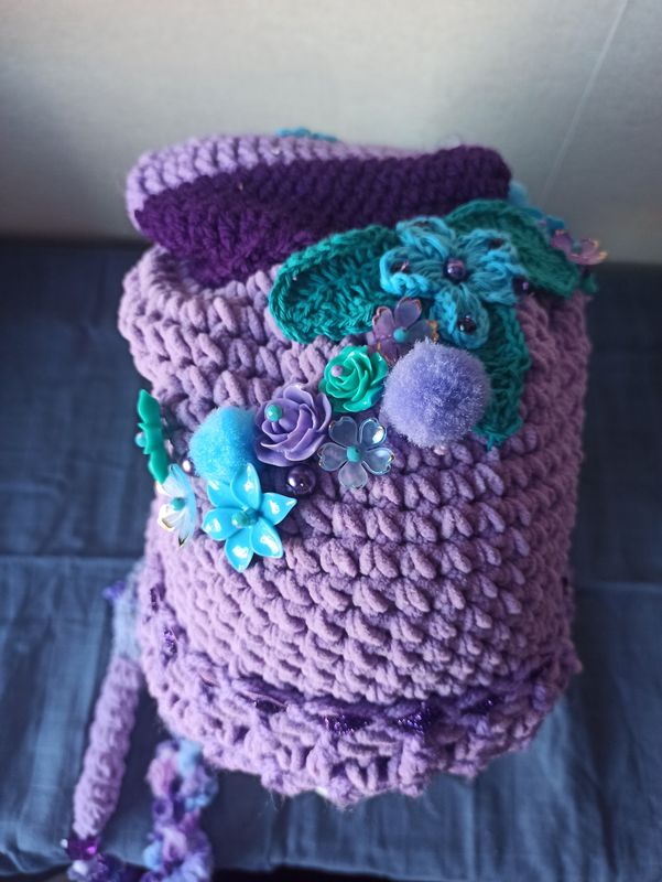 Elven muts volwassene paars/blauw