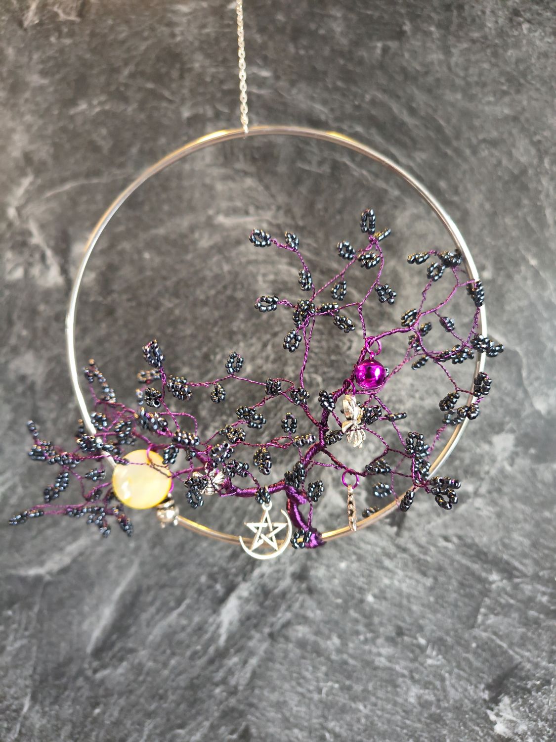 Elvenboom rond paars/zwart