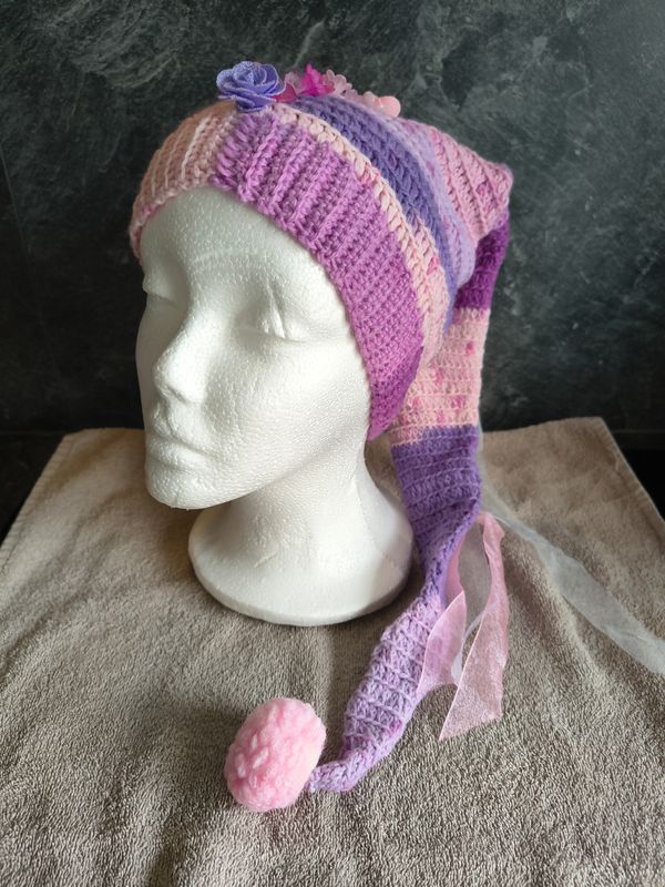 Elvenmuts kind pastel roze/paars