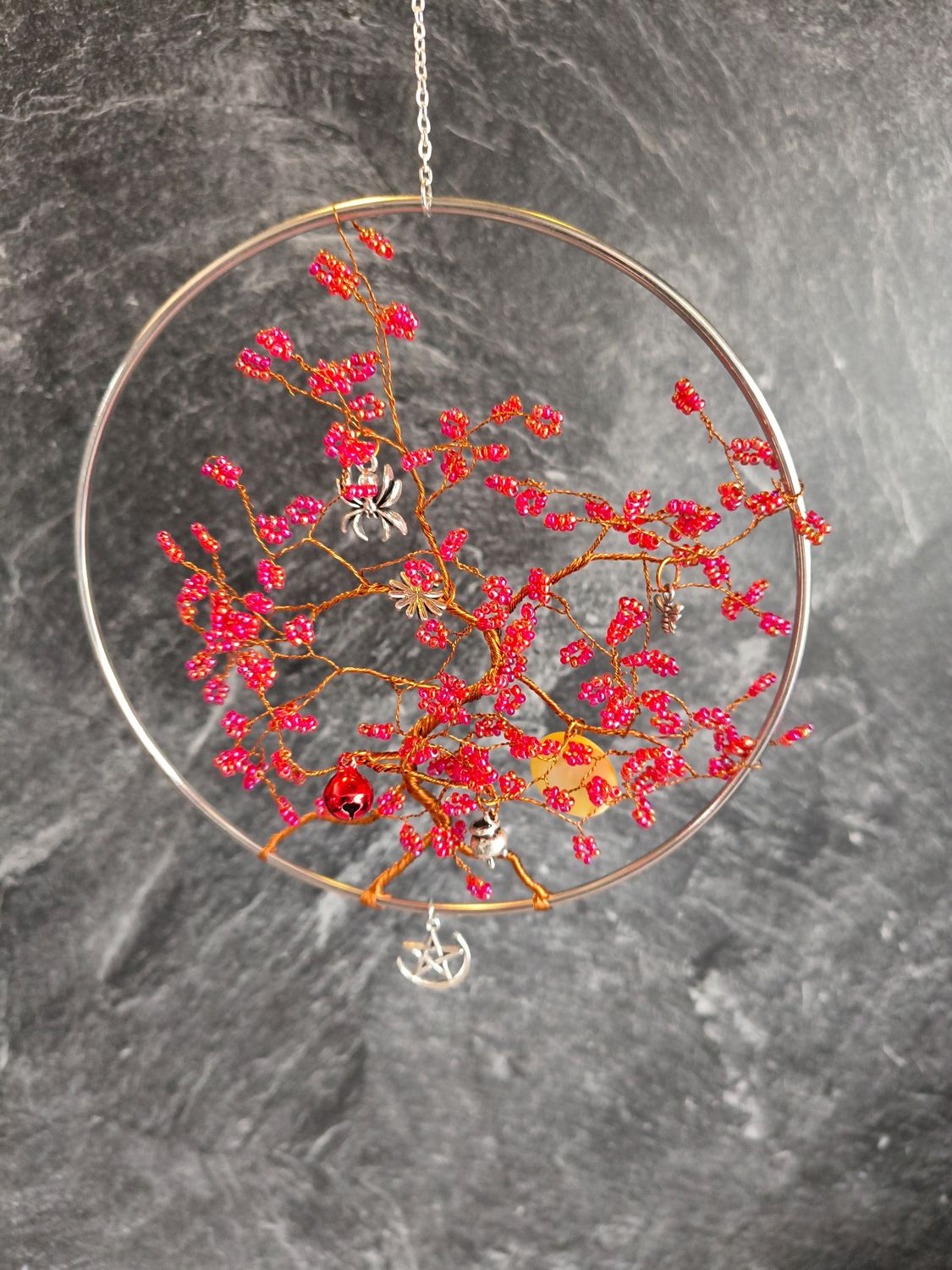 Elvenboom rond brons-koper/rood