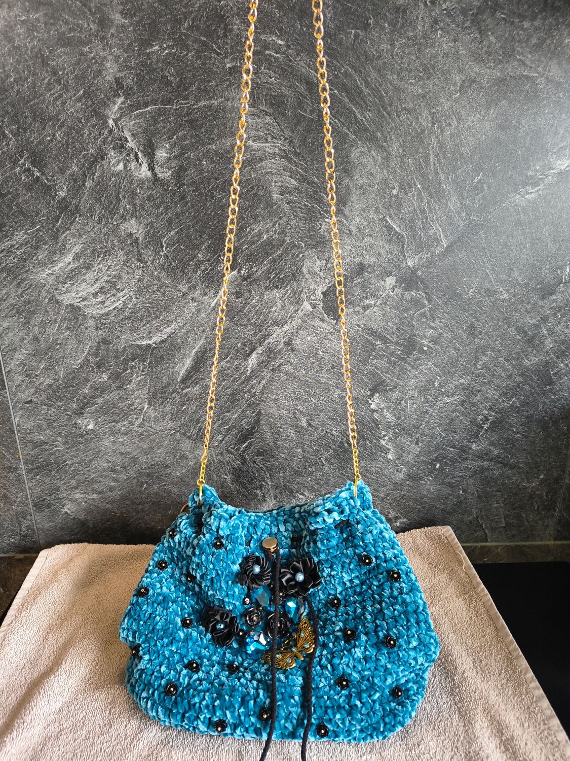 Tas blauw/zwart/goud