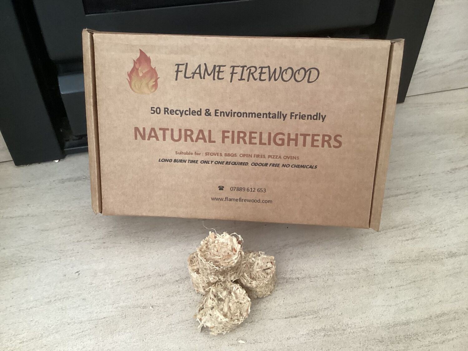 Natural Firelighters (only supplied with firewood orders) 
 Box of 50
