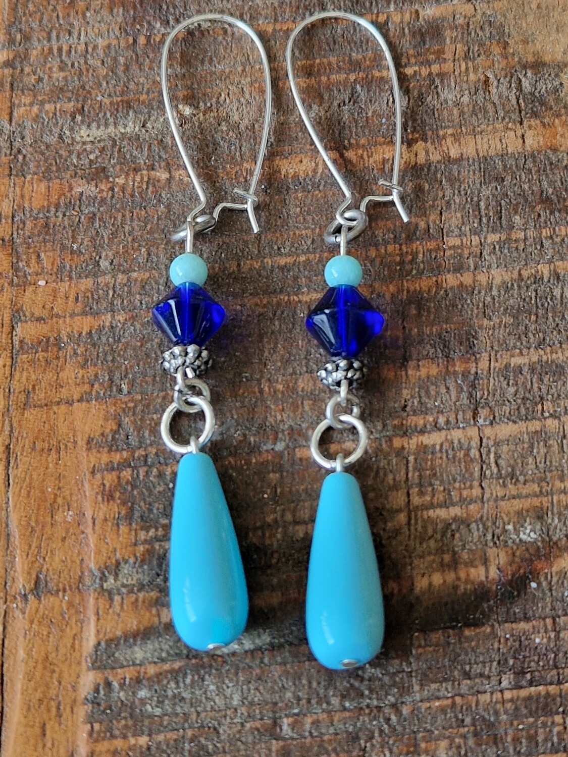 Silverplated earring turquoise kobalt blue