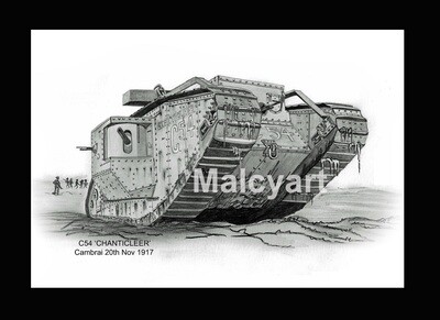 002 - A4 Mounted Print -C54 Chanticleer - Mk IV Male Tank