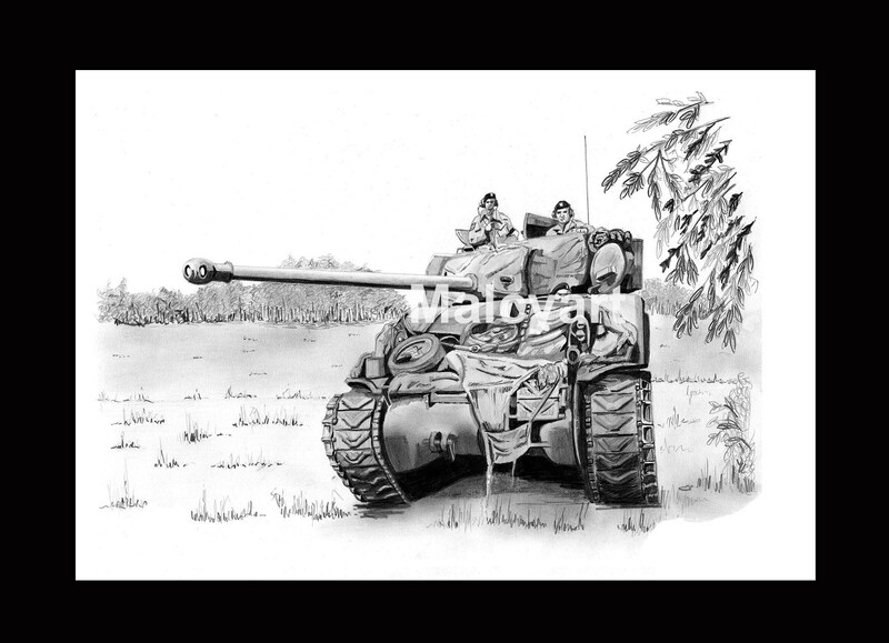 009 - A4 Mounted/Framed Print - M4 Sherman Mk Vc - 'Firefly'.