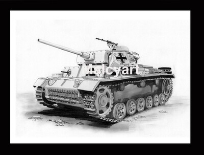 013 - A3 Mounted Print - PzKpfW III - Panzer III