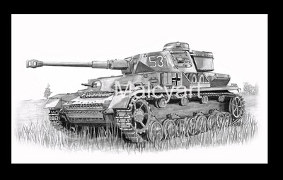 014 - A3 Mounted Print - PzKpfW IV - Panzer IV