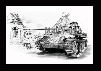 022 - A3 Mounted Print - PzKpfW V 'Panther'