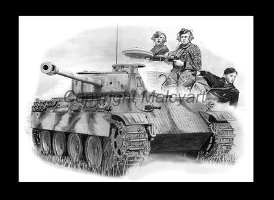 023 - A3 Mounted Print - PzKpfW V 'Panther Crew'