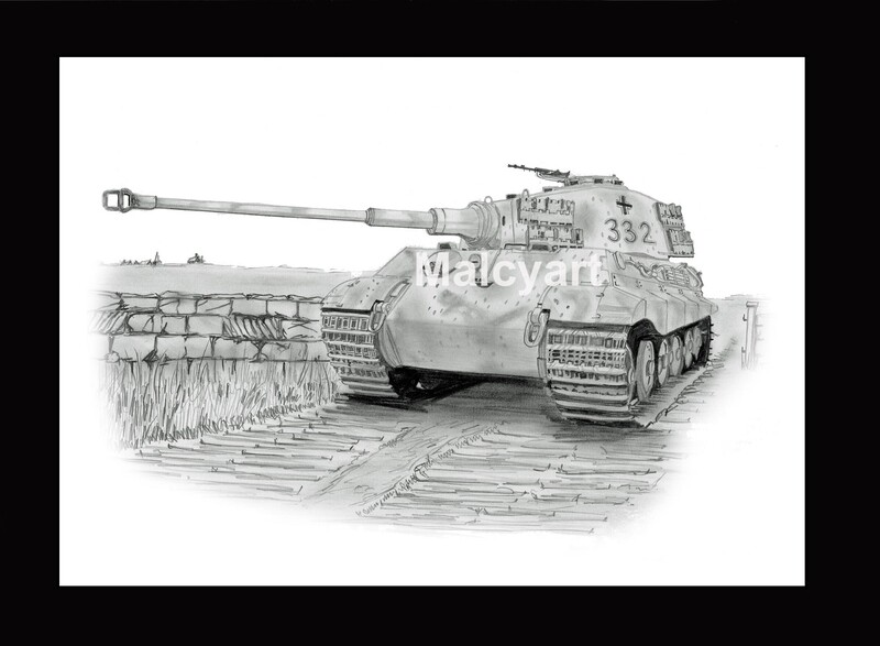024 - A4 Mounted/Framed Print - PzKpfW VI Ausf  B - Tiger II