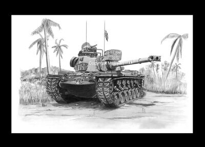 033 - A3 Mounted Print - M48 Medium Tank 'Patton'.