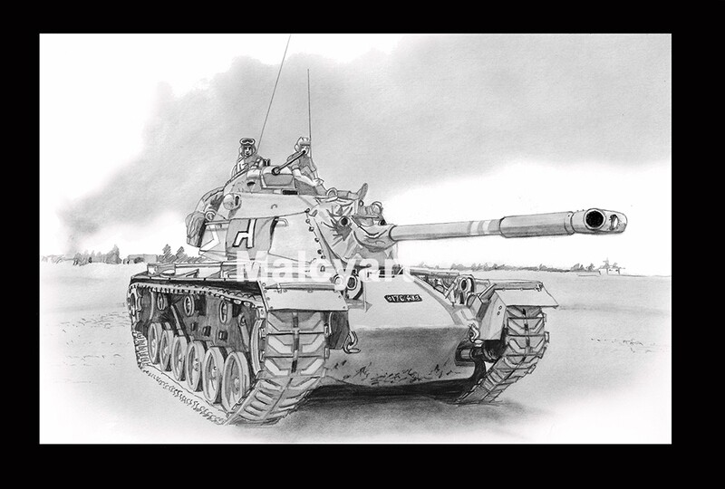 034 - A4 Mounted/Framed Print - M48 Medium Tank 'Magach'.