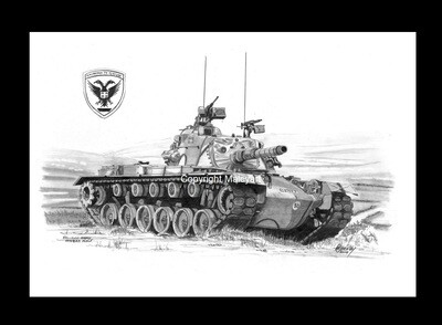 035 - A3 Mounted Print - M48A5 MOLF - Hellenic Army