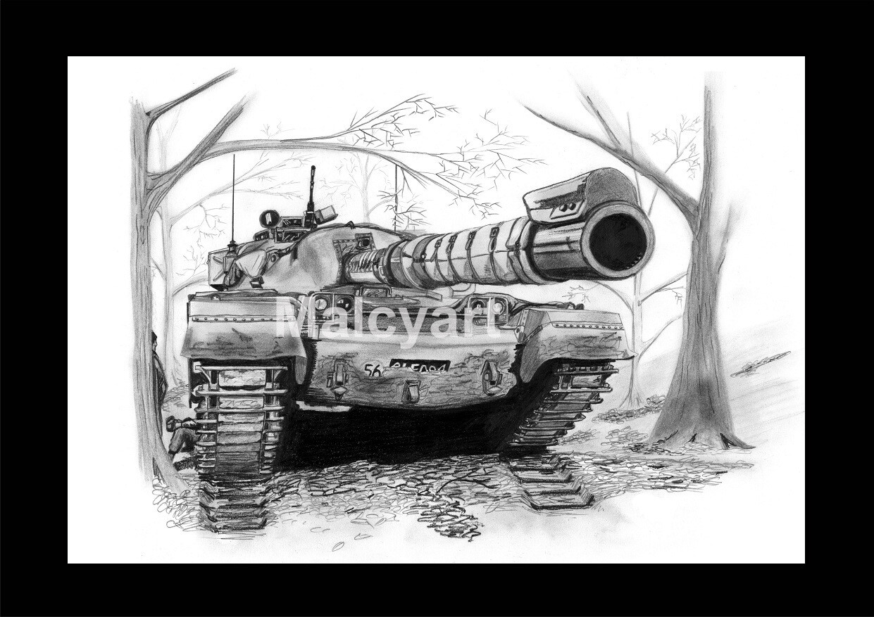 039 - A4 Mounted Print - FV4201 Chieftain Main Battle Tank