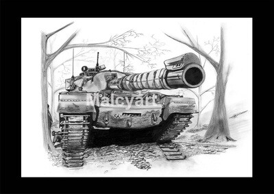 039 - A4 Mounted Print - FV4201 Chieftain Main Battle Tank