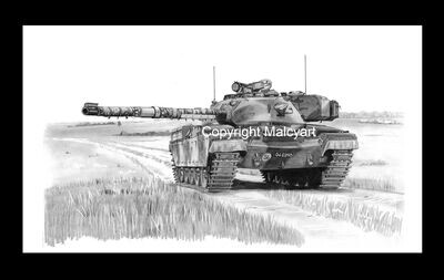 040 - A3 Mounted Print - Chieftain MBT