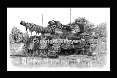 042 - A3 Mounted Print - Chieftain MBT (scrimmed)
