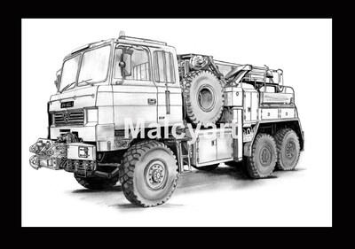 048 - A4 Mounted Print - Foden 6X4 Recovery truck