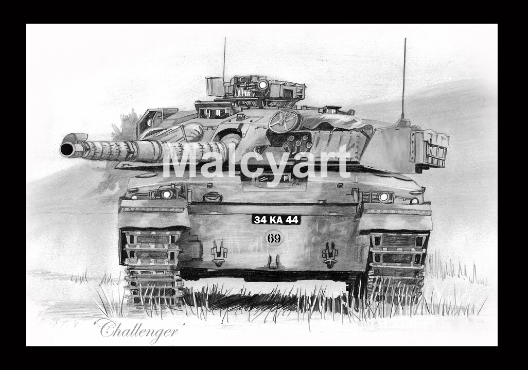 055 - A4 Mounted/Framed Print - Challenger 1 3/4 front