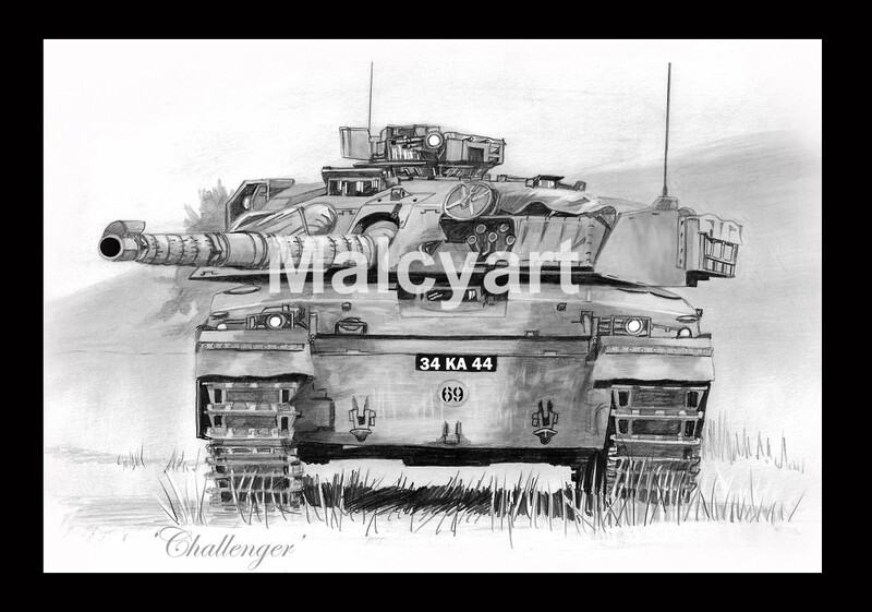 055 - A4 Mounted/Framed Print - Challenger 1 3/4 front