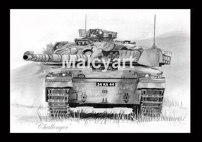 055 - A4 Mounted/Framed Print - Challenger 1 3/4 front