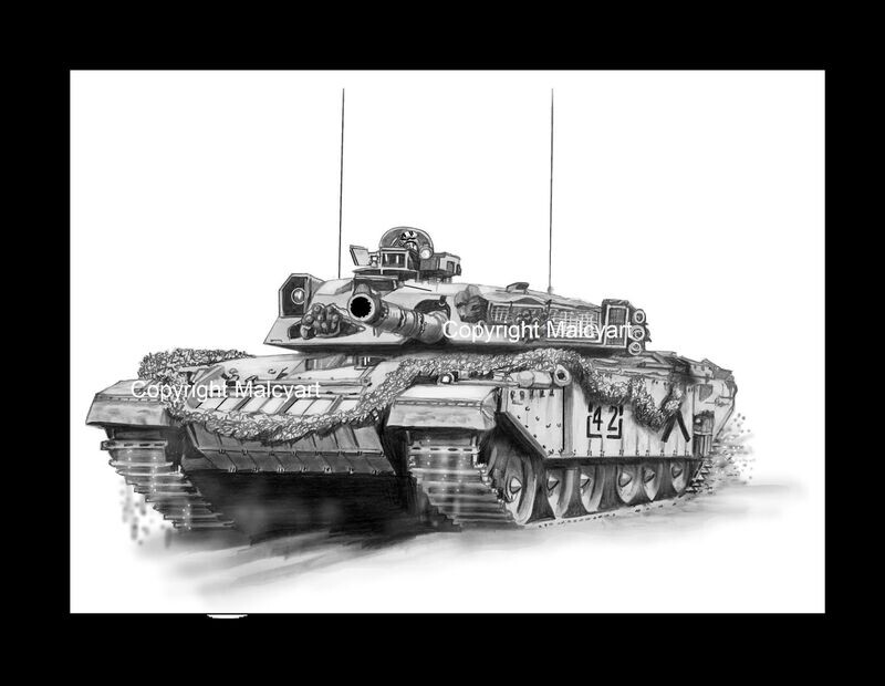 054 - A4 Mounted/Framed Print - Challenger 1 Gulf War