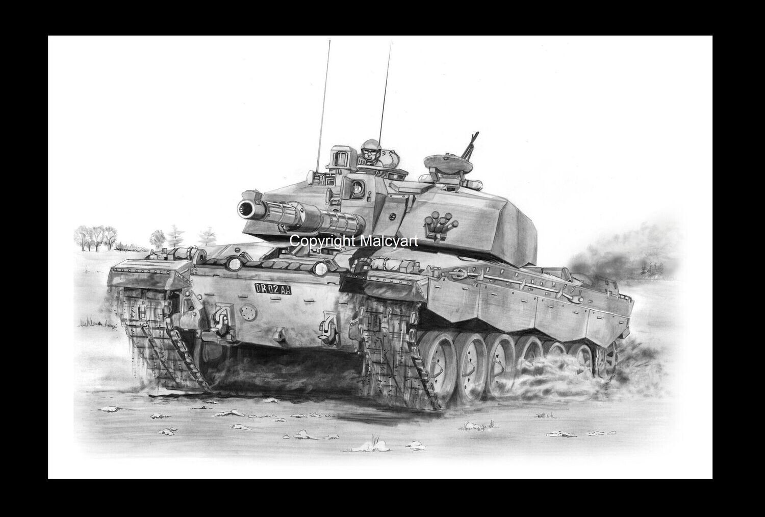060 - A4 Mounted/Framed Print - Challenger 2 at Speed