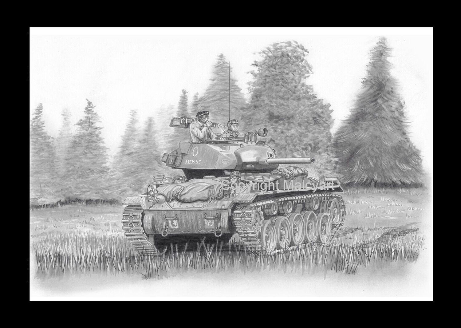 072 - A4 Mounted/Framed print - M24 Chaffee