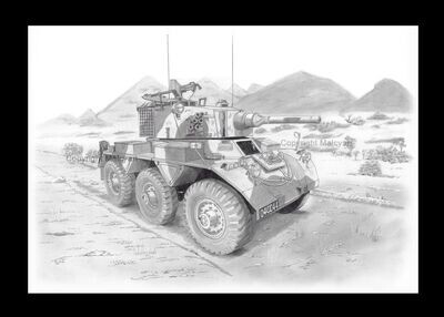 031 - A3 Mounted Print - Saladin Armoured Car