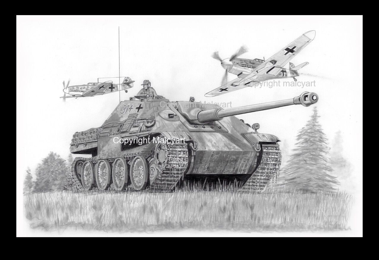 022a - A4 Mounted/Framed Print - Sd.Kfz 173 'Jagdpanther'