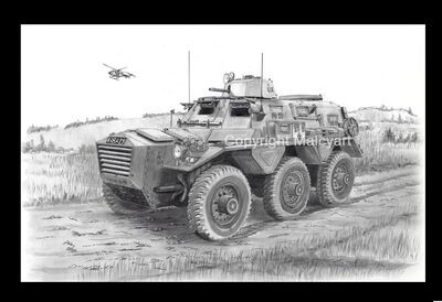 032 - A3 Mounted Print - Saracen Armoured Personnel Carrier