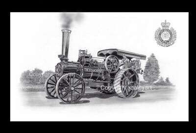 SD005 Fowler K7 Ploughing Engine 'The Steam Sapper' Signed & Mounted A3 Print