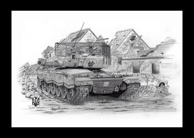 066 - A4 Mounted/Framed Print - Challenger 2 'Slava Ukraini'.
